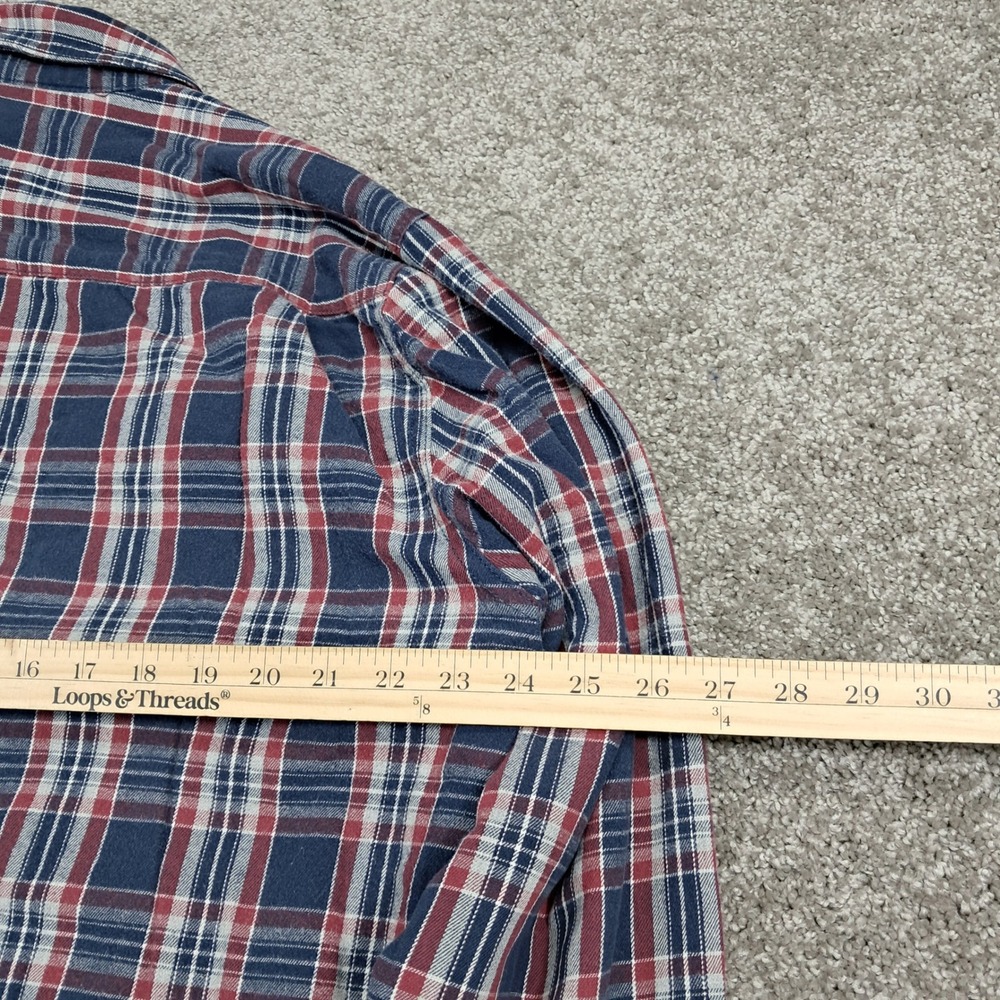 Boston Traders Mens XL Fleece Lined Plaid Flannel Shirt Navy Button Up 979740 - Picture 6 of 7